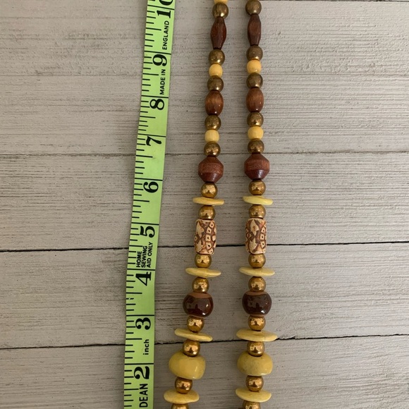 Tribal Boho Necklace Wood Ceramic African Ethnic Brass Painted Porcelain Bead 26 - Picture 14 of 16